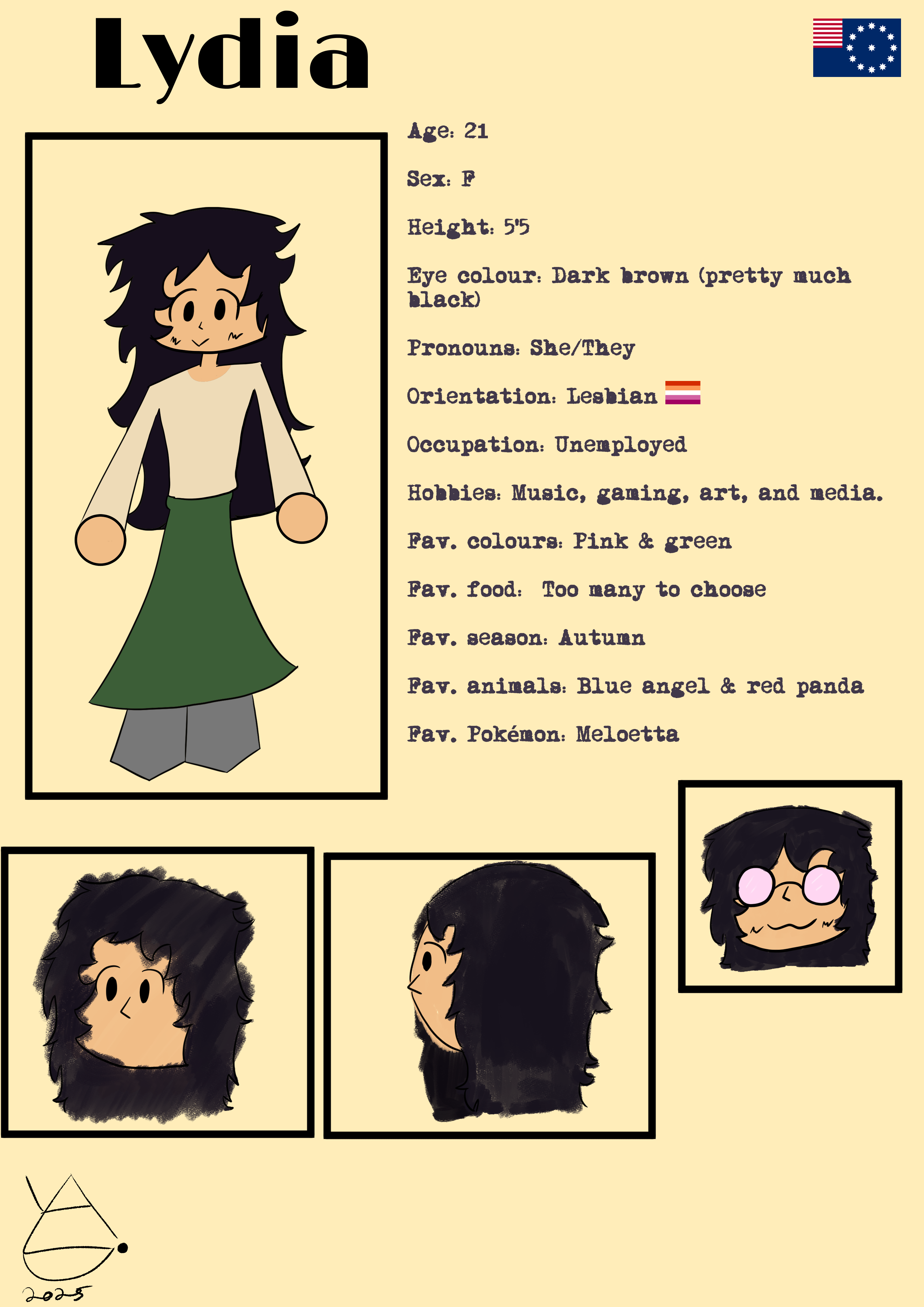 Image of Lydia's reference sheet